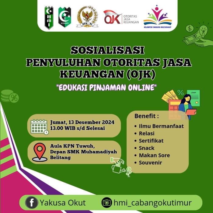 HMI Cabang OKU Timur Gelar Sosialisasi Penyuluhan OJK untuk Tingkatkan Literasi Keuangan Masyarakat